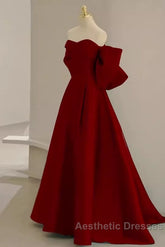 Sexy A Line Strapless Red Long Evening Prom Dresses
